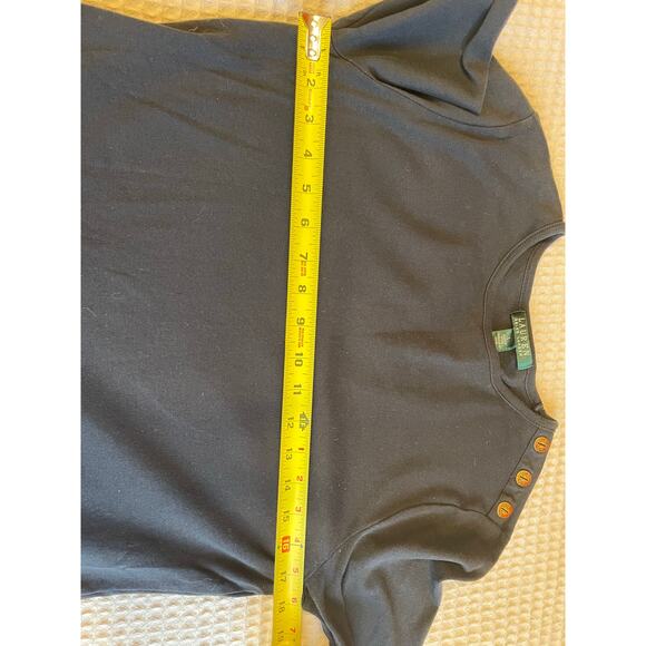Lauren Ralph Lauren Black Long Sleeve Gold Button Cotton Long Sleeve Top Large - Picture 7 of 8